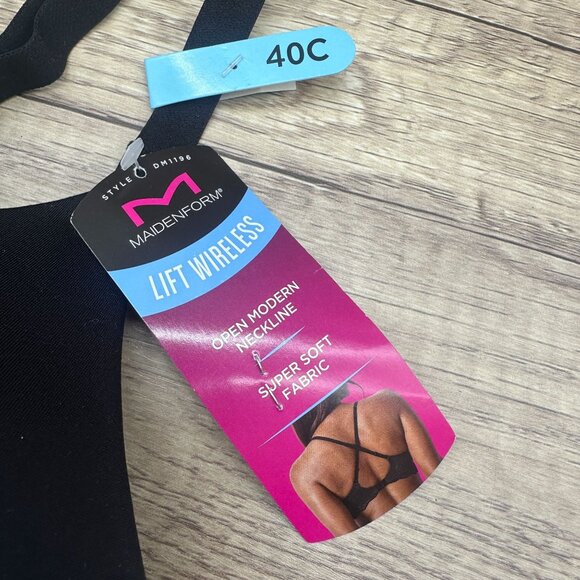 Maidenform Bra Womens Size 40C Black Love Your Lift Wireless Lace Trim DM1196 - Picture 7 of 7